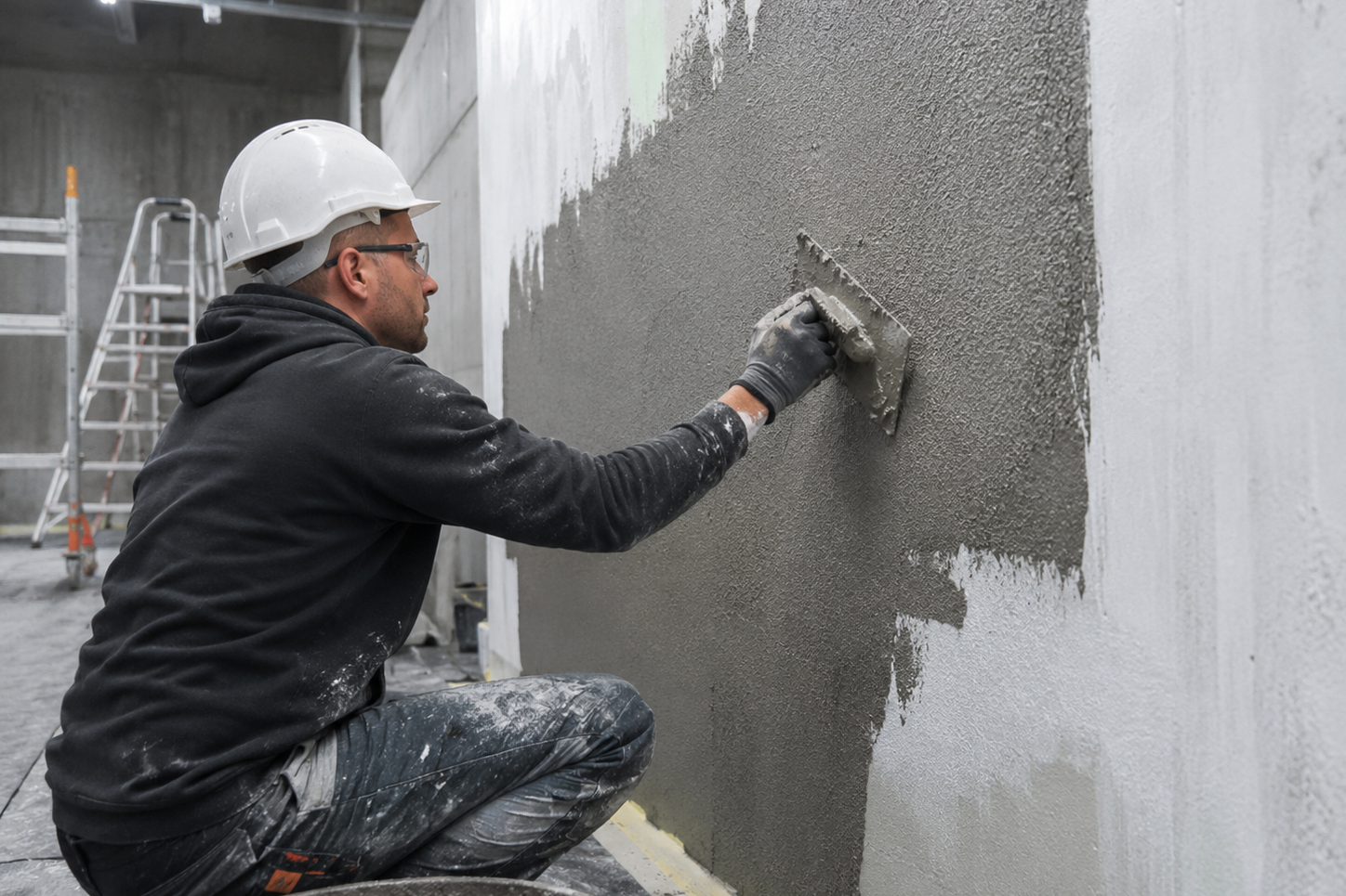 ElaProof +SAND applied as a structured, elastic surface coating.